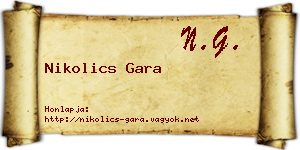 Nikolics Gara névjegykártya